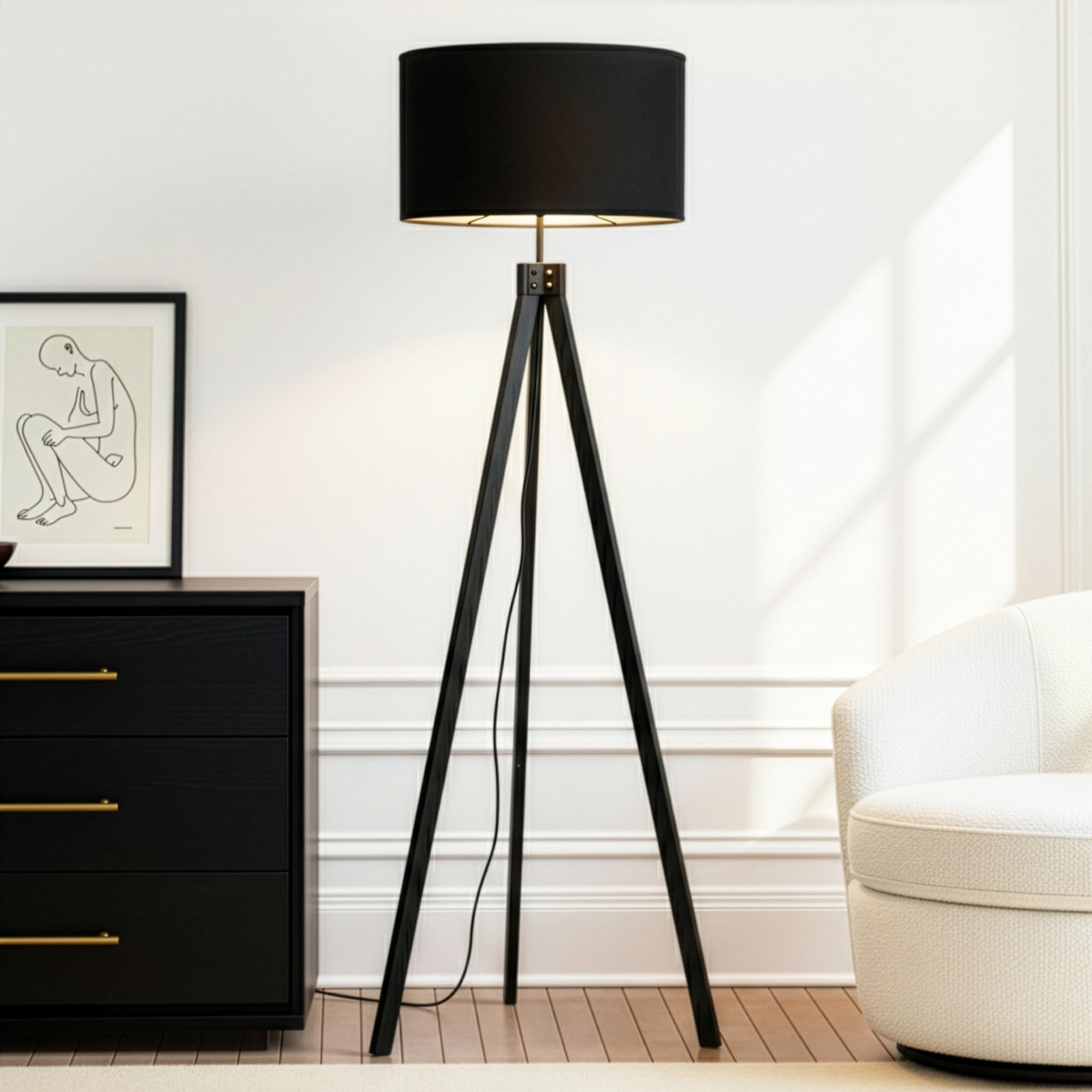 Brightech Eden Tripod LED Floor Lamp – Mid Century Dimmable Modern